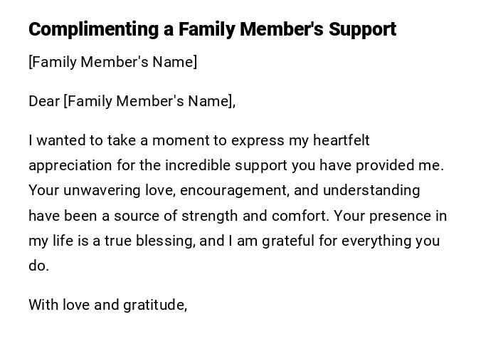 Complimenting a Family Member's Support