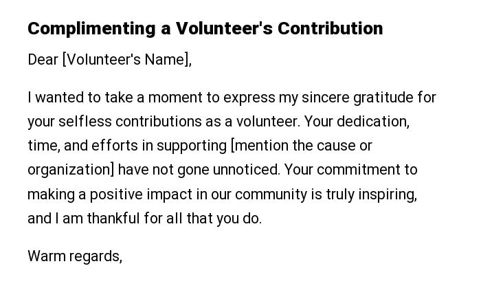 Complimenting a Volunteer's Contribution