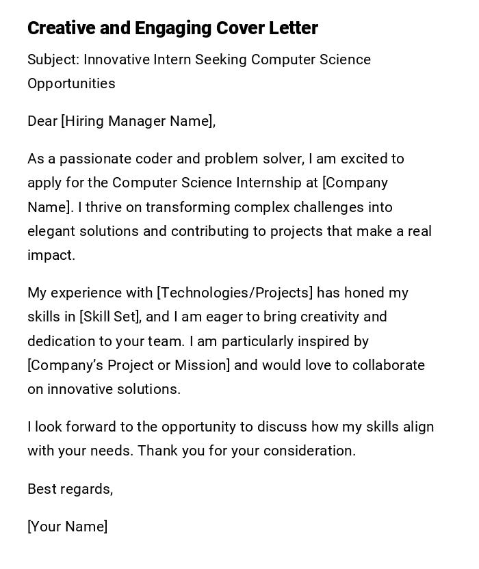 Creative and Engaging Cover Letter Creative and Engaging Cover Letter