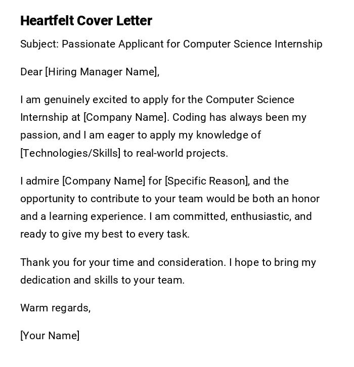 Heartfelt Cover Letter Heartfelt Cover Letter