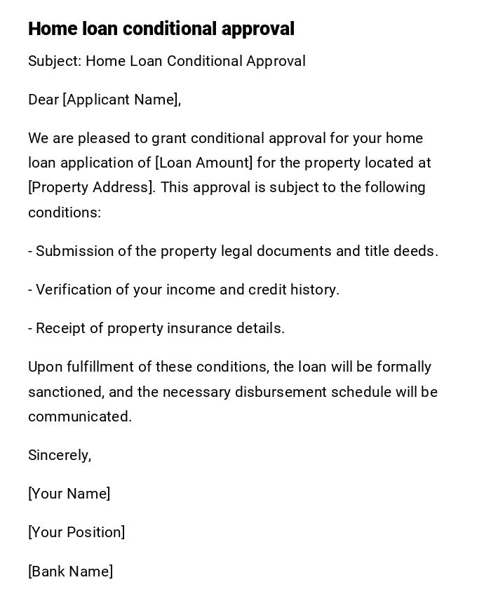 Home loan conditional approval Home loan conditional approval