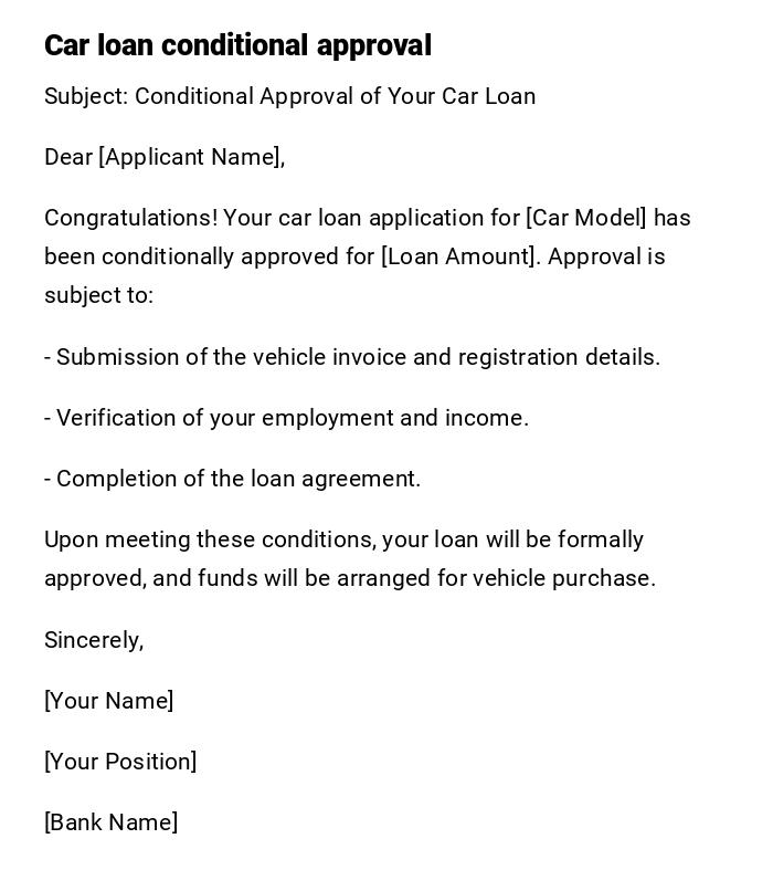 Car loan conditional approval Car loan conditional approval