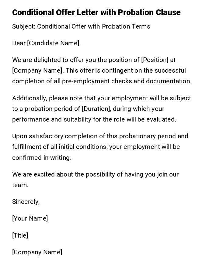 Conditional Offer Letter with Probation Clause