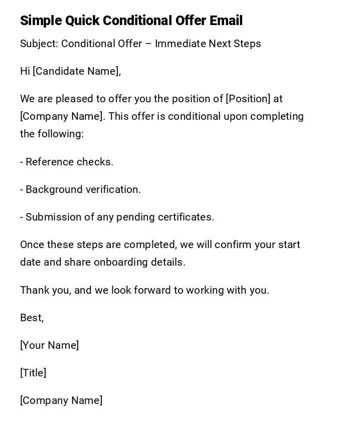 Simple Quick Conditional Offer Email