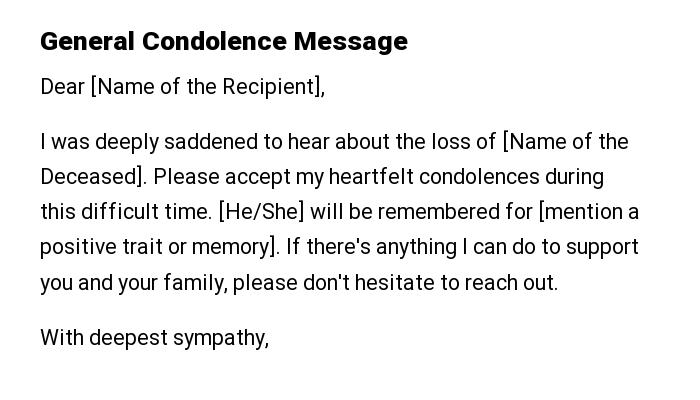 General Condolence Message
