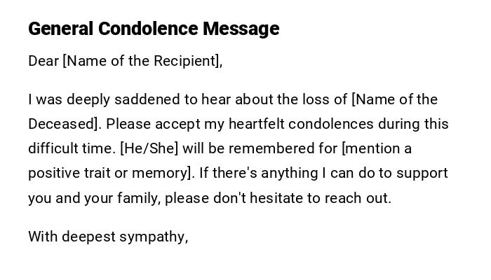 General Condolence Message