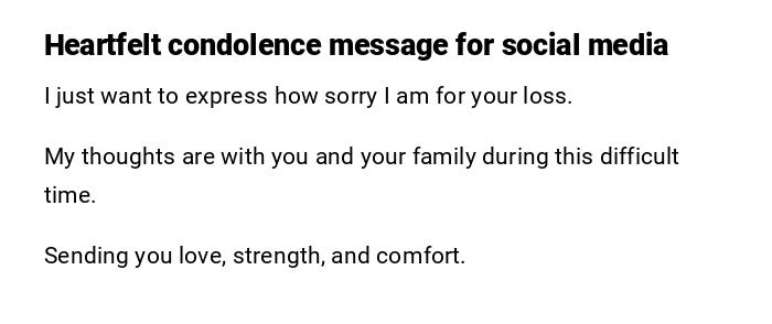 Heartfelt condolence message for social media