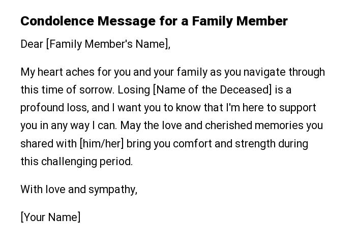 Condolence Message for a Family Member