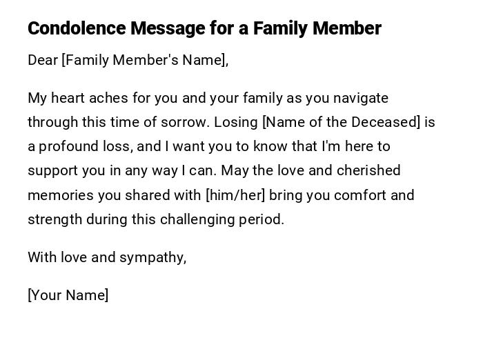 Condolence Message for a Family Member