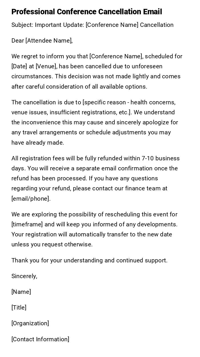 Professional Conference Cancellation Email Professional Conference Cancellation Email