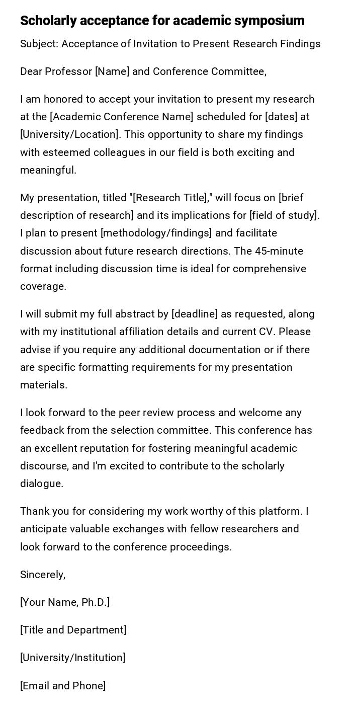 Scholarly acceptance for academic symposium Scholarly acceptance for academic symposium