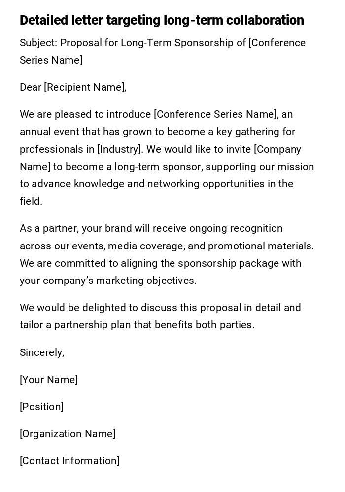 Detailed letter targeting long-term collaboration Detailed letter targeting long-term collaboration