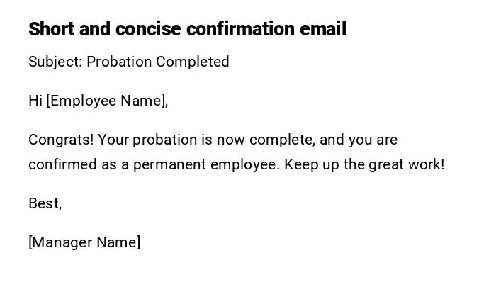 Short and concise confirmation email