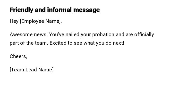 Friendly and informal message