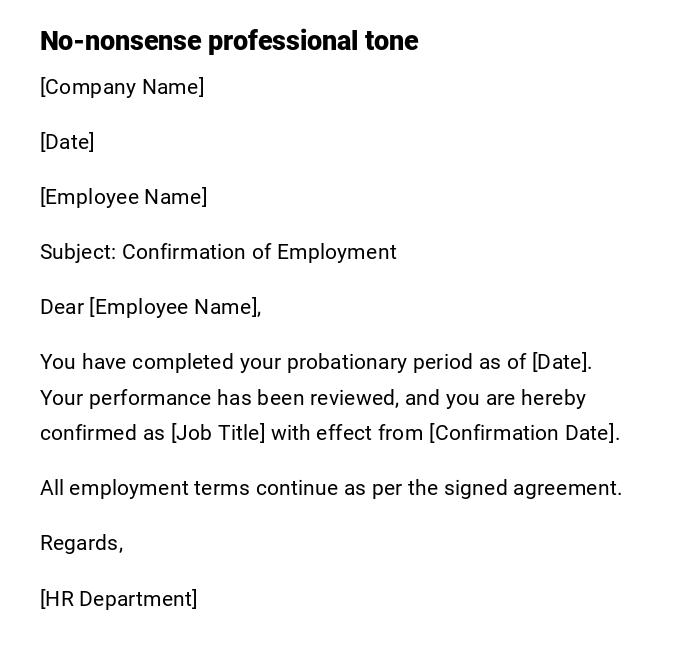 No-nonsense professional tone
