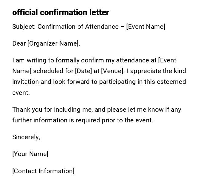 official confirmation letter