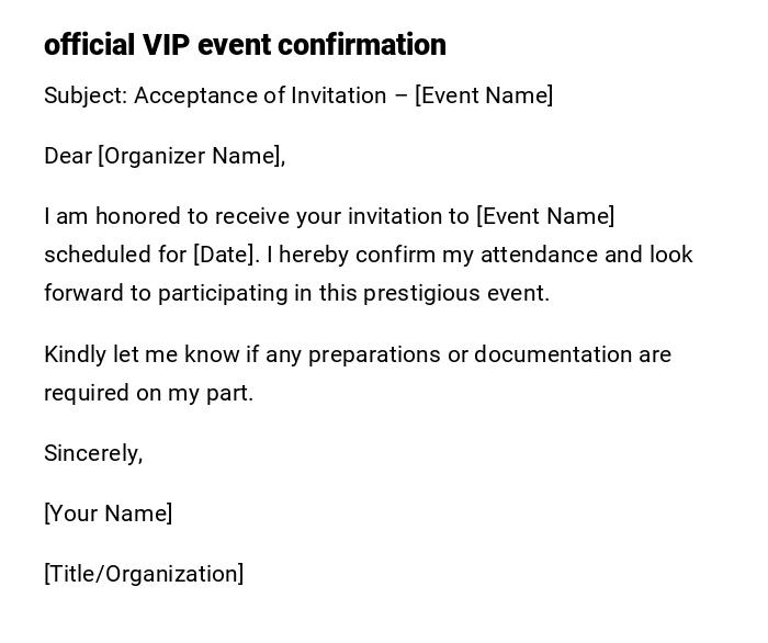 official VIP event confirmation