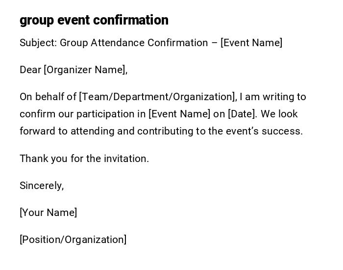 group event confirmation