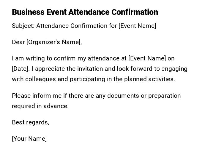 Business Event Attendance Confirmation