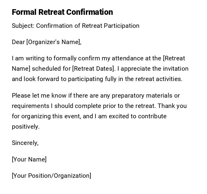 Formal Retreat Confirmation