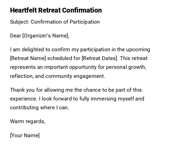 Heartfelt Retreat Confirmation