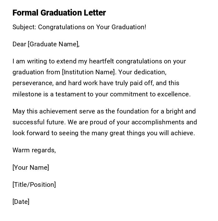 Formal Graduation Letter Formal Graduation Letter