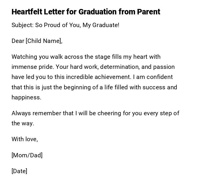 Heartfelt Letter for Graduation from Parent Heartfelt Letter for Graduation from Parent