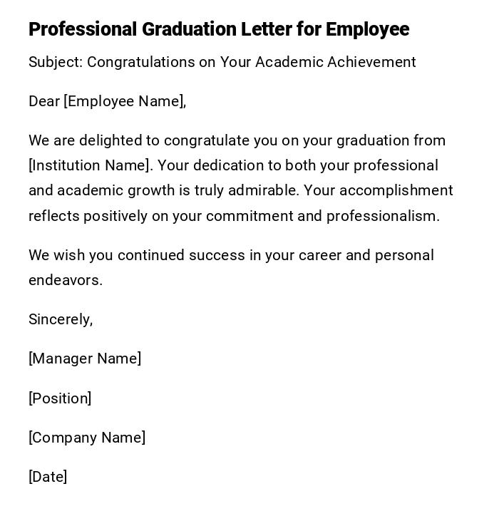 Professional Graduation Letter for Employee Professional Graduation Letter for Employee