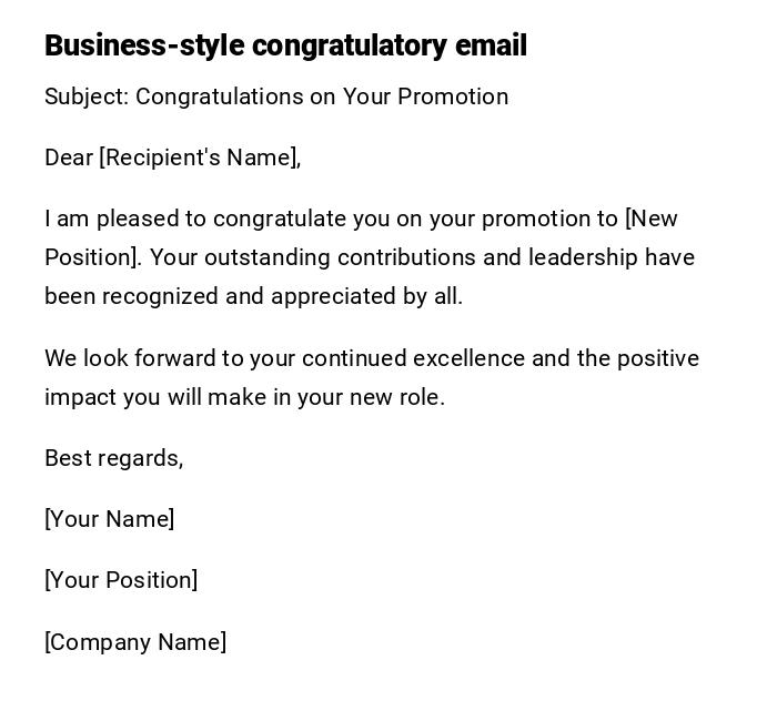 Business-style congratulatory email Business-style congratulatory email