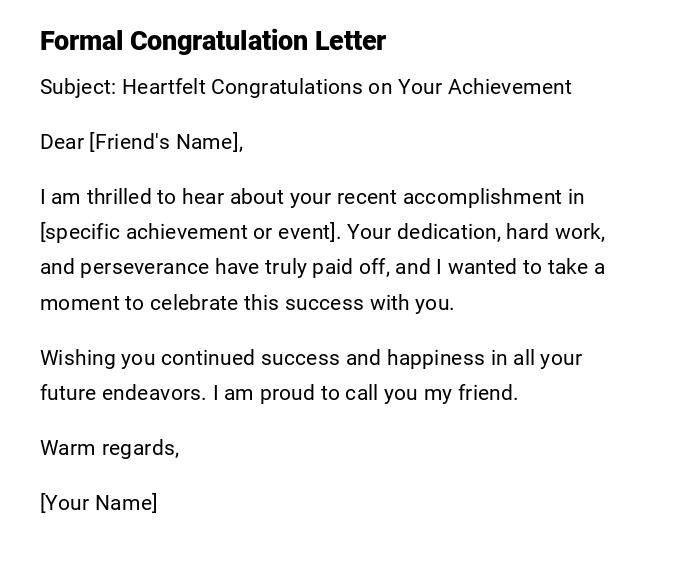 Formal Congratulation Letter Formal Congratulation Letter