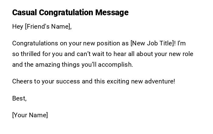 Casual Congratulation Message Casual Congratulation Message