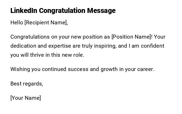 LinkedIn Congratulation Message LinkedIn Congratulation Message