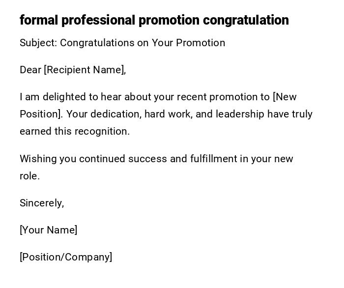 formal professional promotion congratulation formal professional promotion congratulation
