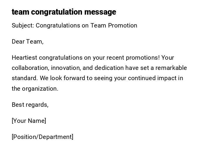 team congratulation message team congratulation message