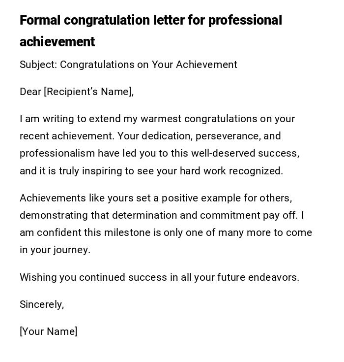 Formal congratulation letter for professional achievement Formal congratulation letter for professional achievement