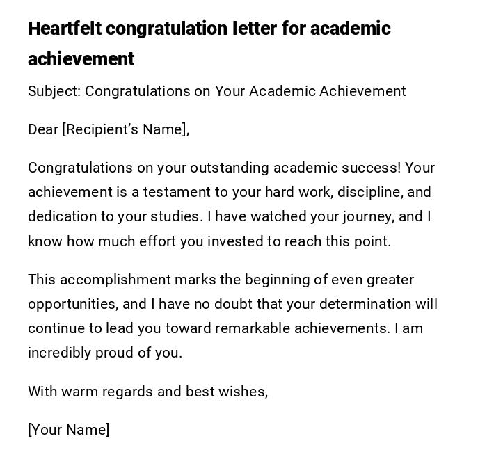 Heartfelt congratulation letter for academic achievement Heartfelt congratulation letter for academic achievement