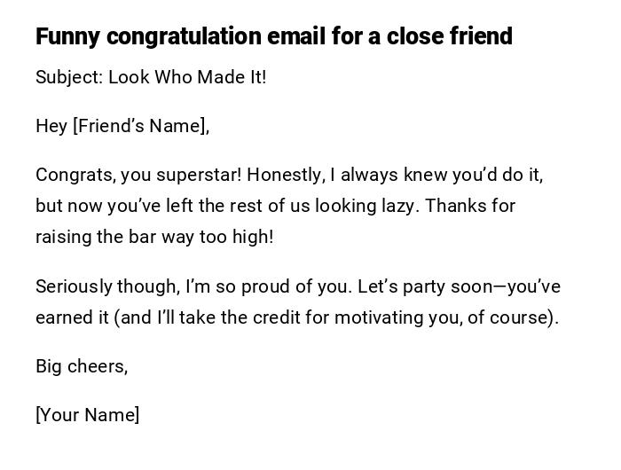 Funny congratulation email for a close friend Funny congratulation email for a close friend