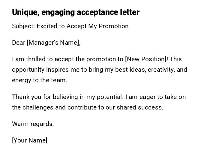 Unique, engaging acceptance letter Unique, engaging acceptance letter