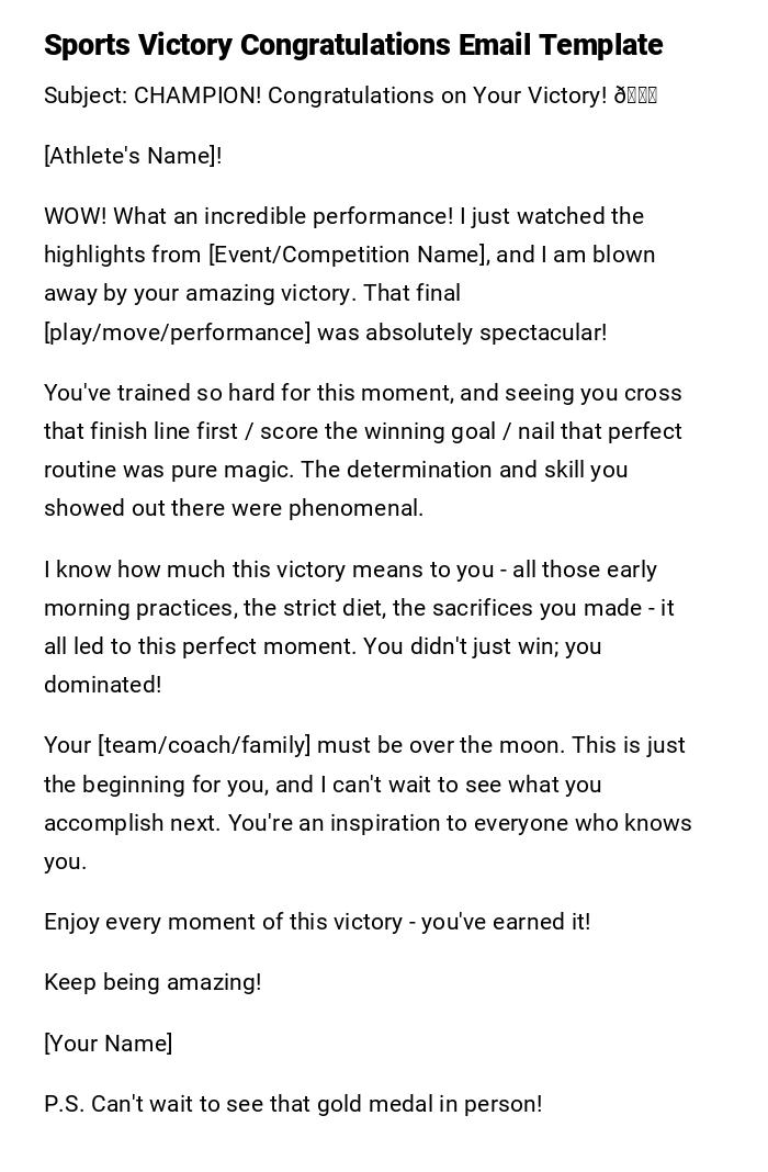 Sports Victory Congratulations Email Template Sports Victory Congratulations Email Template