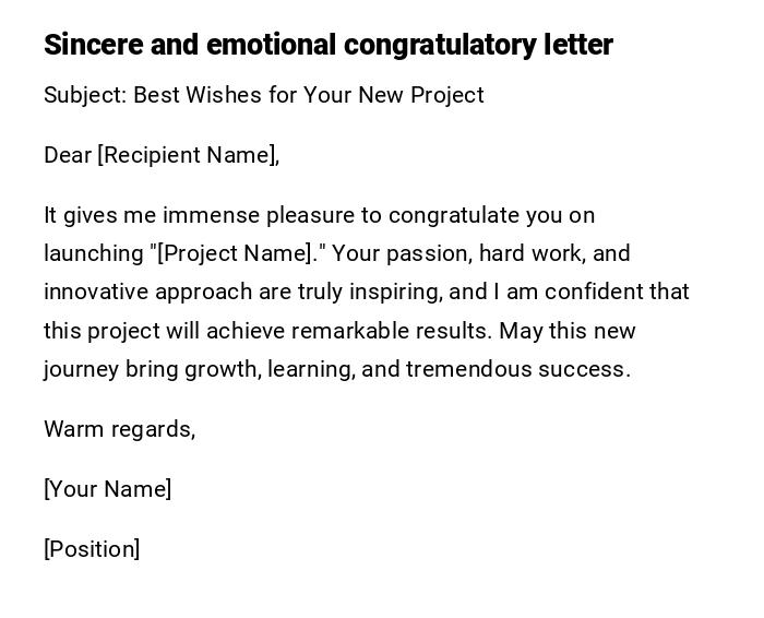 Sincere and emotional congratulatory letter