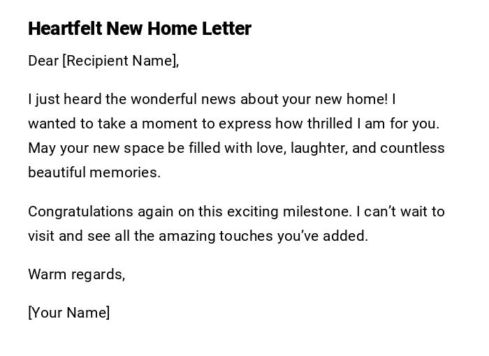 Heartfelt New Home Letter Heartfelt New Home Letter
