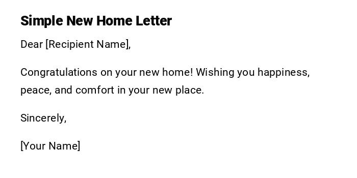 Simple New Home Letter Simple New Home Letter