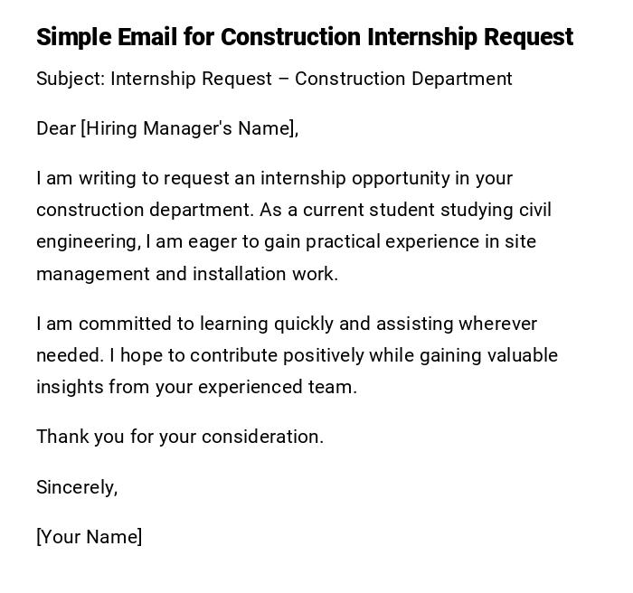 Simple Email for Construction Internship Request