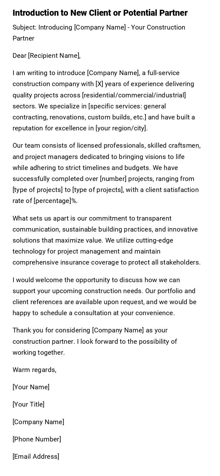 Introduction to New Client or Potential Partner Introduction to New Client or Potential Partner