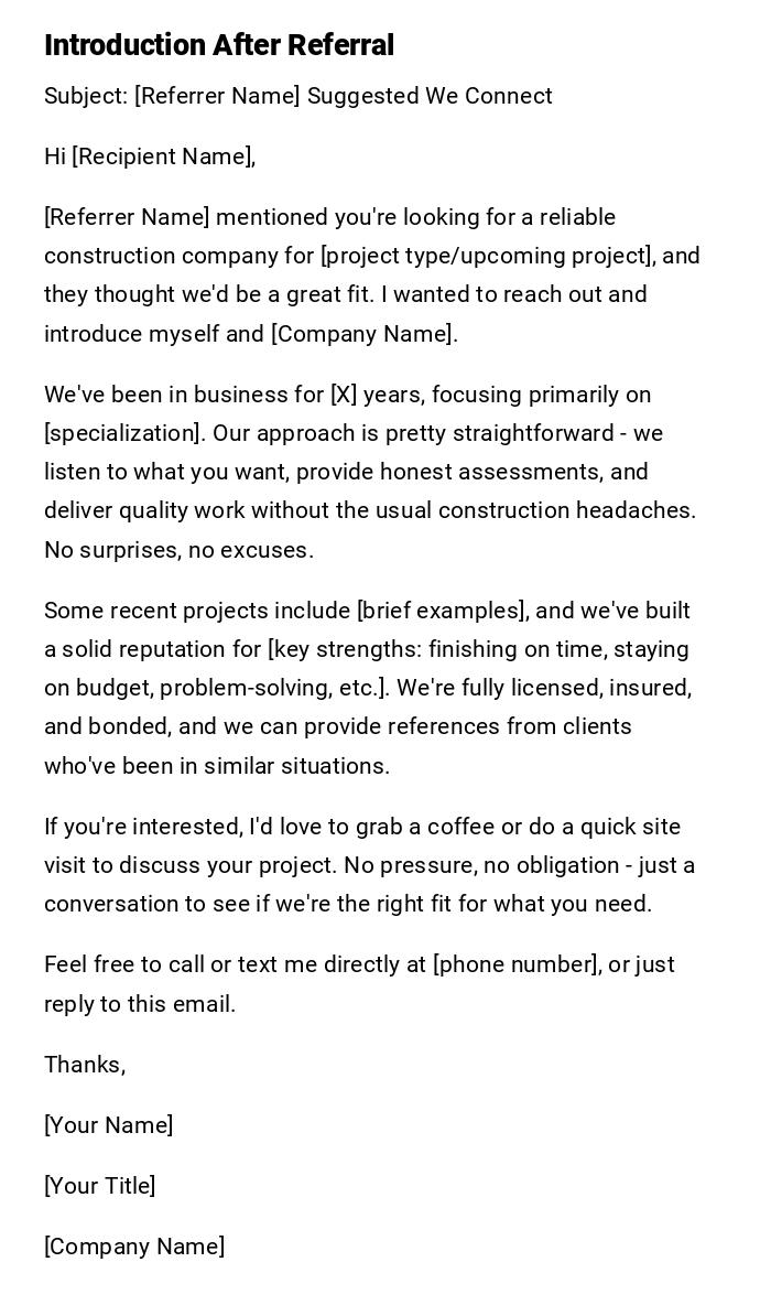 Introduction After Referral Introduction After Referral