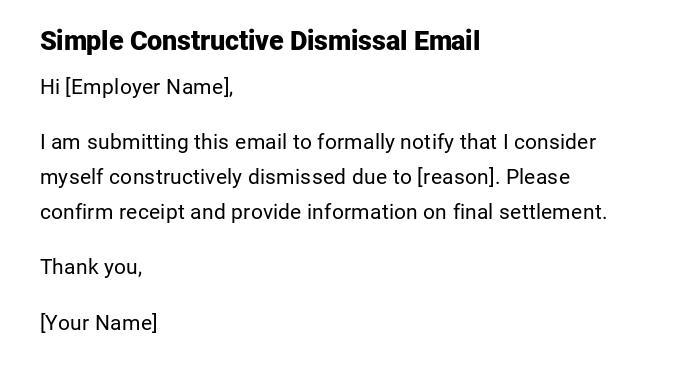 Simple Constructive Dismissal Email Simple Constructive Dismissal Email