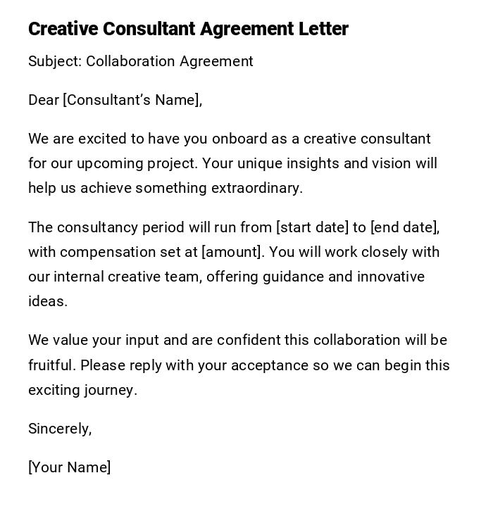 Creative Consultant Agreement Letter