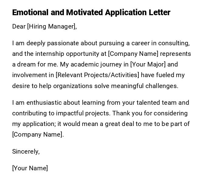 Emotional and Motivated Application Letter Emotional and Motivated Application Letter