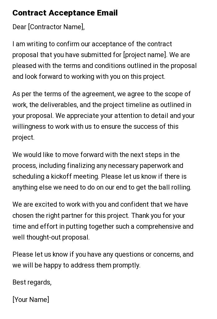 Contract Acceptance Email