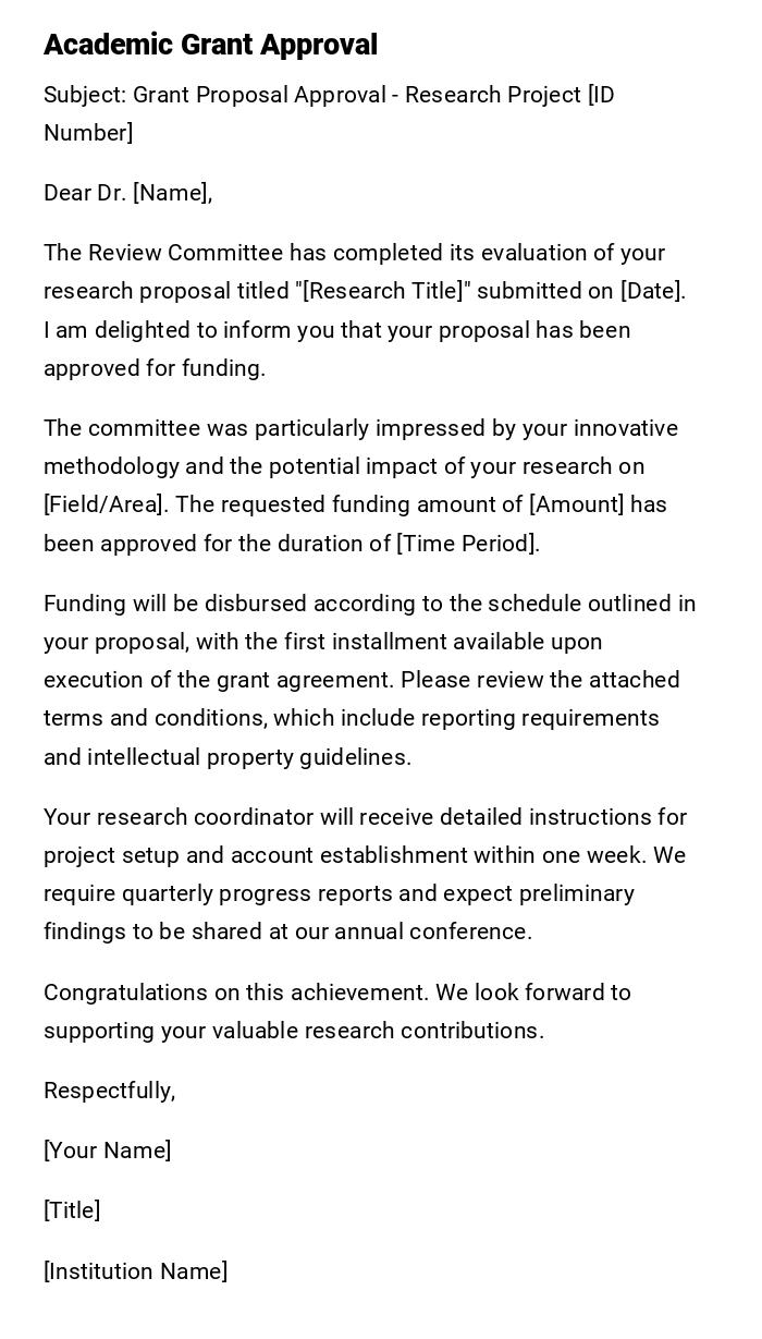 Academic Grant Approval Academic Grant Approval